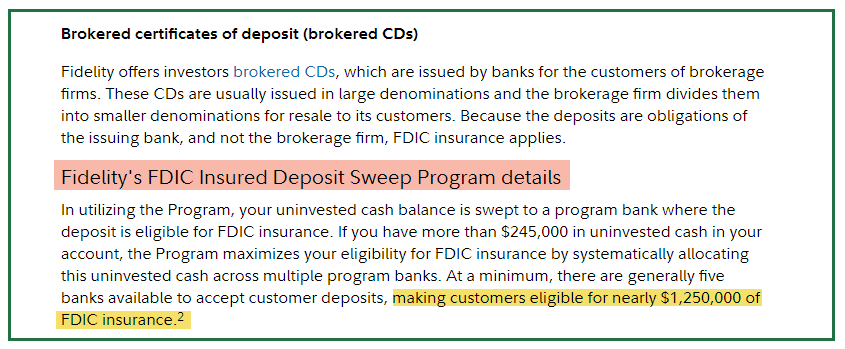 fidelity fdic insured fine print