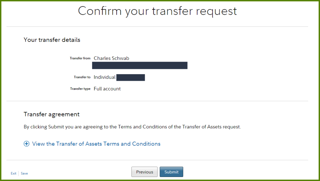 confirm request charles schwab to fidelity