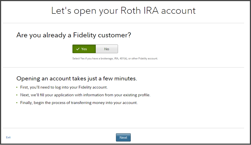 open roth ira fidelity